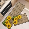 thumbnail image 3 of Yellow Sunflower Kitchen Rugs and Mats Non Skid Washable Set of 2, Rustic Wooden Board Kitchen Mats for Floor, Vintage Farmhouse Floral Blossom Under Sink Mats for Kitchen, 3 of 6