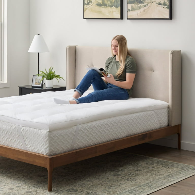 Free Shipping Rest Haven 2 Ultra Soft Plush Pillow Top Mattress Topper with Straps Twin Walmart