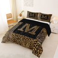 thumbnail image 2 of Catabedysis Personalized Letter Gifts Full Size Comforter Sets For Girls,Fashion Leopard Alphabet M Bedding Comforter Set,Black Reversible,3pcs,1 Comforter and 2 Pillowcases, 2 of 7