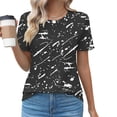 thumbnail image 2 of Wlylongift Spot Goods Women's Round Neck Snowflake Pleats Printed Adulf Pullover Fashionable Casual Short Sleeved summer Top XXL, 2 of 4