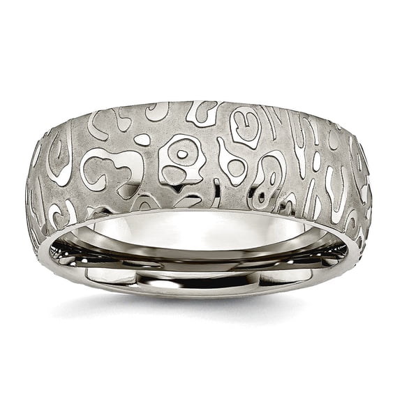 Titanium Brushed Satin and Polished Textured 8mm Band Ring Size 9.5 Ring for Women and Men