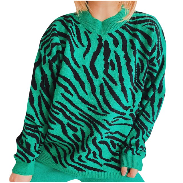 Cameland Womens Solid Color Knitted Contrasting Pullover Sweater Round Neck Sweater