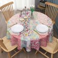 thumbnail image 3 of Pioneer Flower Floral Print Pattern Round Tablecloth 60"x60",Wrinkle Wipeable Table Cloth for Kitchen Dining Room Picnic Patio Party, 3 of 6