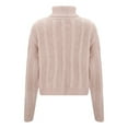 thumbnail image 5 of GPOECD Cropped Sweaters For Women Knit High Neck Pullover Short Ribbed Pattern Long Sleeve Soft Warm Winter Casual Turtleneck Top Light Pink,L, 5 of 5