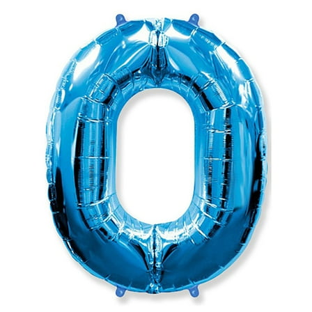 42 inch Number 0 - Blue Foil Mylar Balloon - Party Supplies Decorations