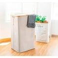 Lonbet XL 100L Laundry Basket with Lid Bamboo & Fabric Hamper for Home