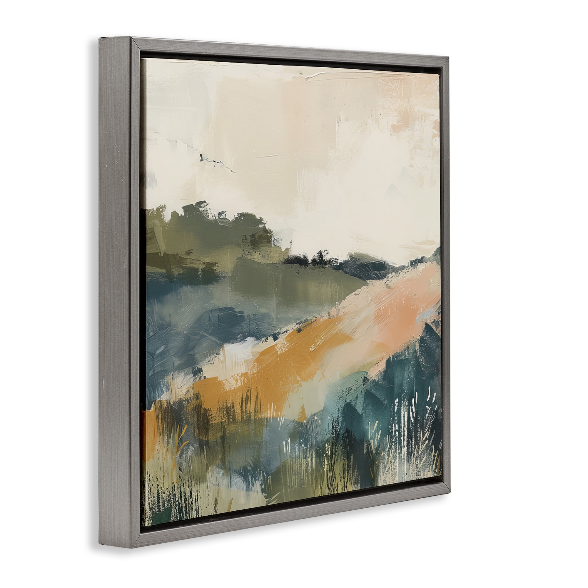 Stupell Industries Abstract Nature Hills Landscape & Nature Painting Gray Floater Framed Canvas Art Print Wall Art, 18 x 18