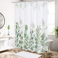 thumbnail image 2 of Cortina de ducha de eucalipto verde, cortinas de ducha de tela con hojas de plantas para decoración de baño rústica Vintage, 72x72, 2 of 5