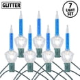 thumbnail image 2 of Novelty Lights 7 Light Traditional Christmas Bubble Light Set, Blue with Silver Glitter, 7 Feet, 2 of 8
