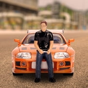 Fast & Furious 1:18 Toyota Supra Die-cast Car & 3 Brian Figure, Toys for Kids and Adults, Model Vehicles