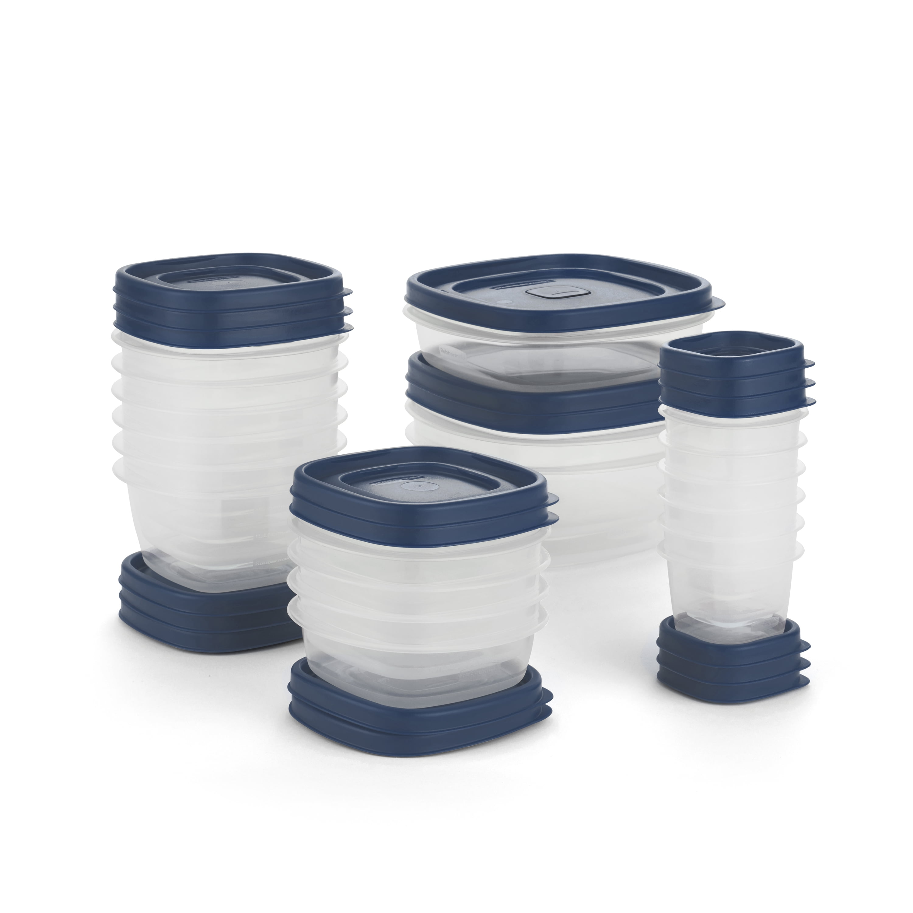 Rubbermaid EasyFindLids Variety Set of 13 Vented Plastic Food Storage  Containers with Navy Lids (26 Pieces Total) 