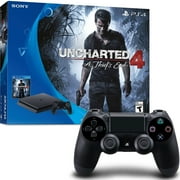 PlayStation 4 Slim 500GB Uncharted 4 Bundle with Bonus Sony Dualshock 4 Controller (Black)