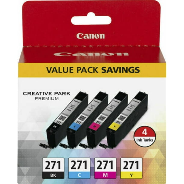 Canon CLI 271 Black/Color Ink Cartridges, 4/Pack (0390C005)