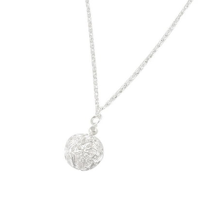 Silver Tone Hollow Ball Shaped Pendant Slim Chain Necklace Ornament for