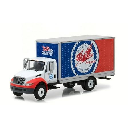 2013 International Durastar Box Truck Pure Oil Co, Blue/Red - Greenlight 33110C/48 - 1/64 Scale Car