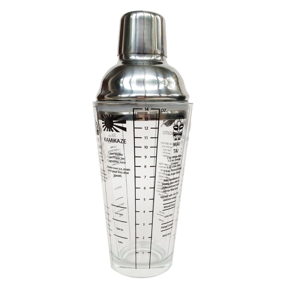 7.25” Clear Glass Cocktail Shaker with Strainer and Lid Top Walmart