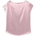 thumbnail image 4 of MIXUE Womens Summer Tops Solid Color Round Neck Short Sleeve Minimalist Fashion Tshirts Activewear,Pink,L, 4 of 4