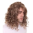 thumbnail image 3 of HPO Adult’s Long Curly Brown Slacker Wig | Cosplay Halloween Wig | Synthetic Fiber | Capless Cap, 3 of 8
