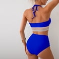thumbnail image 6 of Women's Bikini Set Solid Color Two Piece Swimsuit with Removable Bra Pads No Underwire for Beach Swimming Vacation,Royal Blue,L, 6 of 7