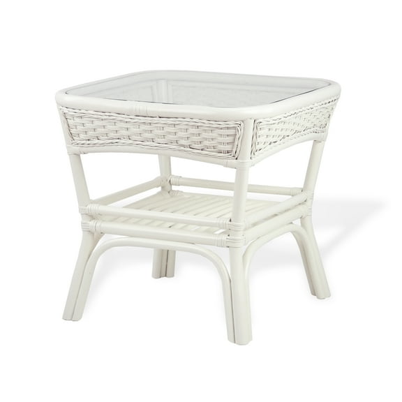 Alexa Square Coffee Table White Color Natural Rattan Wicker Handmade Design