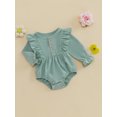 thumbnail image 5 of Baby Toddler Girls Spring Autumn Romper 3 6 12 18 Months Long Sleeve Round Neck Solid Color Button Jumpsuit, 5 of 9