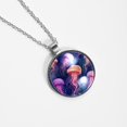 thumbnail image 4 of Jellyfish Glass Design Circular Pendant Necklace - Stunning Jewelry for All Occasions, 4 of 5