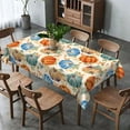thumbnail image 2 of Fall Blue Pumpkins Tablecloth Fashions Autumn Natures Leaves Table Cloth for Thanksgiving Harvest Festival Seasonal Country Farmhouse Kitchen Dining Room Fall Decor, 2 of 4