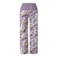 thumbnail image 4 of Christmas Lounge Pants For Women Comfy Wide Leg Trouser Casual Mid Rise Drawstring Pants Purple M, 4 of 6