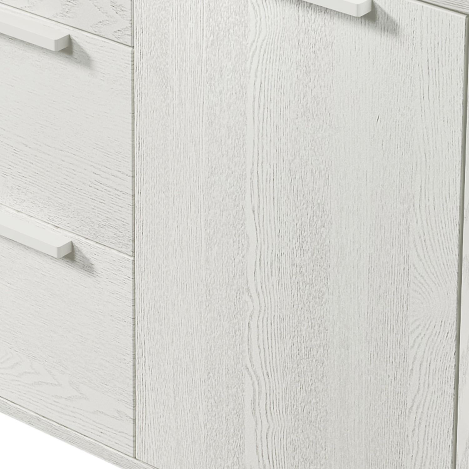 Kadyn Bedside Table, Modern Nightstand with 3-Drawer and Wood Legs, Bedside End Table for Living Room, White