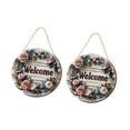 thumbnail image 4 of TISHITA 2Pcs Floral Welcome Signs 2D Front Door Door Hanger Signs Wall Signs 7.87inch Entryway Office Wood Plaque for Classroom Window Gray Wood Color, 4 of 8