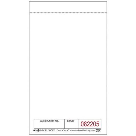 (Price/Pack)National Checking KC-100 Kitchen Check 1 Part Carbon White 1-5000