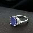 thumbnail image 4 of Gem Stone King 4.33 Ct Oval Blue Lapis White Diamond 925 Sterling Silver Ring (Size 7), 4 of 4