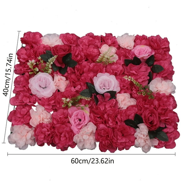 12Pcs Artificial Flower Wall Panels (Red Pink) Silk Rose Wedding Backdrop Decor 60x40 cm