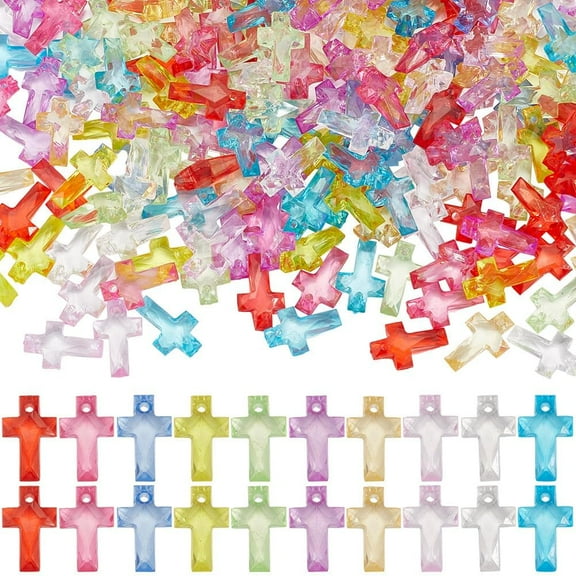 1000Pcs Acrylic Charms Charms Bulk Plastic Transparent Clear Colorful Small Mini Crosses Crucifix Charm for Jewelry Making Charms Necklace Bracelets Women DIY Supplies Accessories