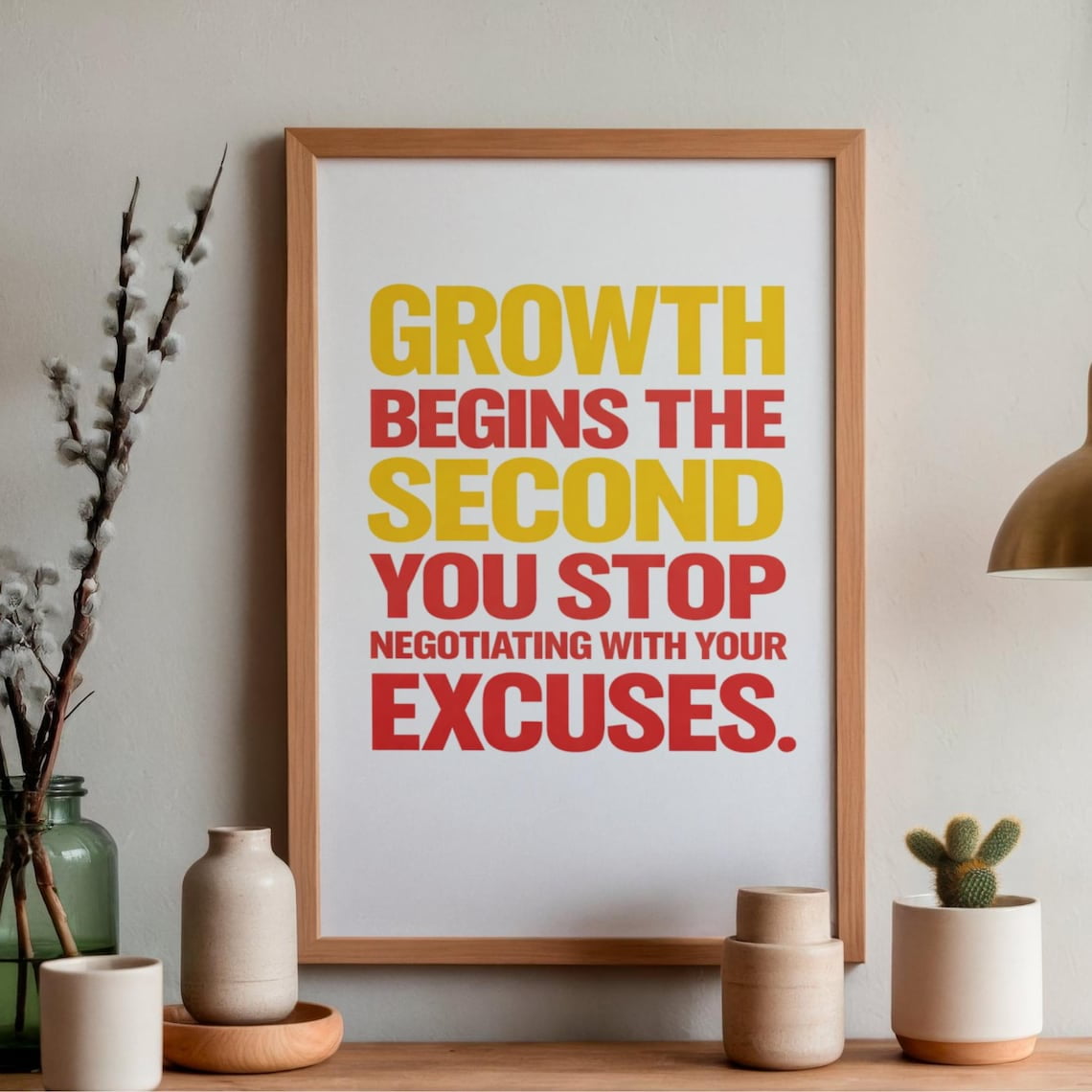 Growth Begins Quote Poster Minimalist Home Office Art