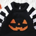 thumbnail image 4 of qiiinnHk My First Halloween Baby Boy Girl Outfit Pumpkin Embroidered Sweater Knit Bubble Romper Cute Baby Halloween Onesie Fall Winter Clothes 3-6 Months,Black, 4 of 4