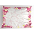 thumbnail image 1 of Luau Pillow Sham Graphic Framework Cute Pink Hibiscus Flourish Hawaiian Nature Abstract Style, Decorative Standard Queen Size Printed Pillowcase, 30 X 20 Inches, Pink White Marigold, by Ambesonne, 1 of 2