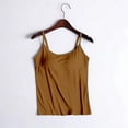 thumbnail image 6 of CFMIURAN Women's Spaghetti Strap Tank Tops with Built-in Bra Adjustable Straps Twist Front Cropped Slim Fit Summer Casual Solid Color Sleeveless Camis Blouses(Brown, XXL), 6 of 6