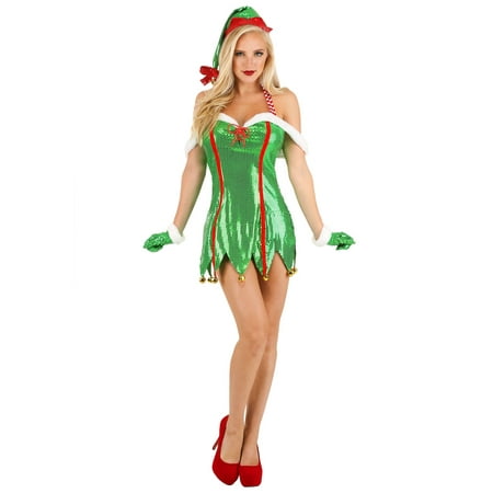 Sexy Green Glitter Elf Costume for Women