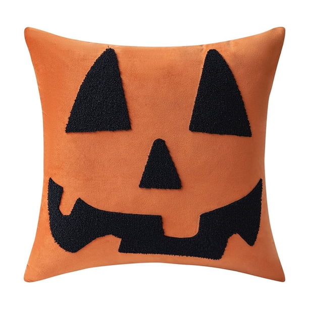 Decoración de Halloween Fundas de almohada bordadas de Halloween para el hogar, sala de estar, sofá, decoración de ambiente festivo, serie Halloween, fundas de cojín