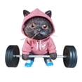 thumbnail image 1 of Kenally Escultura de gato de Fitness, estatuilla de gato, adorno de levantamiento de pesas de gato negro, escultura de gato con barra Artesanía Rosa, 1 of 6