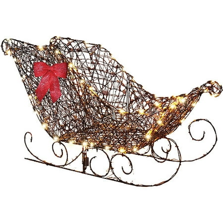 Starry Night Lighted Grapevine Sleigh Prop