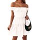 thumbnail image 1 of Txlixc Vestido de Mujer con Hombros Descubiertos, Color sólido, sin Mangas, con Volantes, de Longitud Media, para Fiesta, Club Txlixc Home Furnishing, 1 of 5