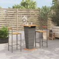 thumbnail image 1 of vidaXL 3 Piece Garden Bar Set Grey Poly Rattan&Solid Wood Acacia, 1 of 4