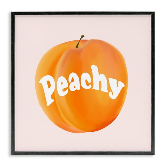 Stupell Industries Peachy Fruit Typography Food & Beverage Painting Black Framed Art Print Wall Art, 12 x 12