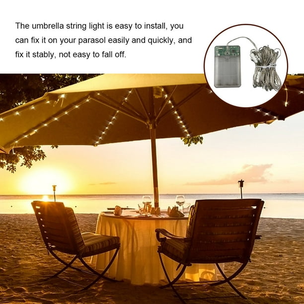 Umbrella Light String Adjustable Solar Outdoor Parasol Light String String  Light IP65 Waterproof Remote Control Patio Lamp 
