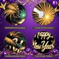 thumbnail image 4 of Fireworks Design Happy New Year Banner Clock Pattern New Year Display Golden Lettering Castle Scene Holiday Backdrop for New Year Party Holiday Celebration Indoor Decoration, 4 of 9