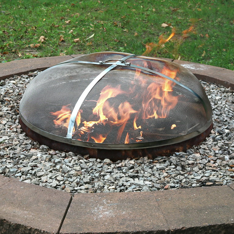 Sunnydaze Fire Pit Spark Screen Cover, Sunnydaze Foldable Fire Pit Cooking Grill Gratered Stainless Steel