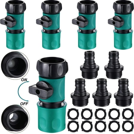 10 Pieces Plastic Garden Hose Quick Connect with Shutoff Valve Set,3/4 ...