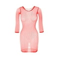 thumbnail image 4 of WZXFASHION Pyjama Transparent pour Femmes sous-Vêtements en Maille Manches Longues Robe Aguichant Pyjama sous-Vêtements Lingerie Rouge Taille Unique, 4 of 7